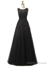 Black Lace Beading Scoop Sleeveless Bridesmaid Dress